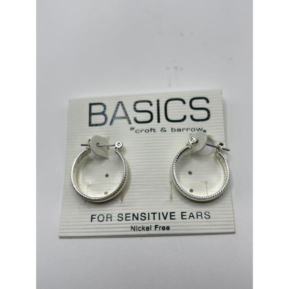 croft & barrow Jewelry - Croft & Barrow Hoop Earrings Womens OS Silver Tone Textured Sensitive Ears